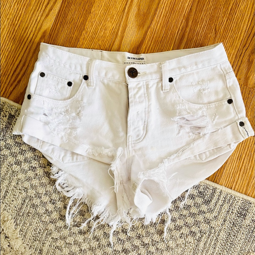 One Teaspoon white denim shorts